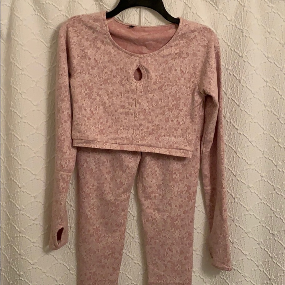 Gymshark fleur texture dusky pink marl workout set